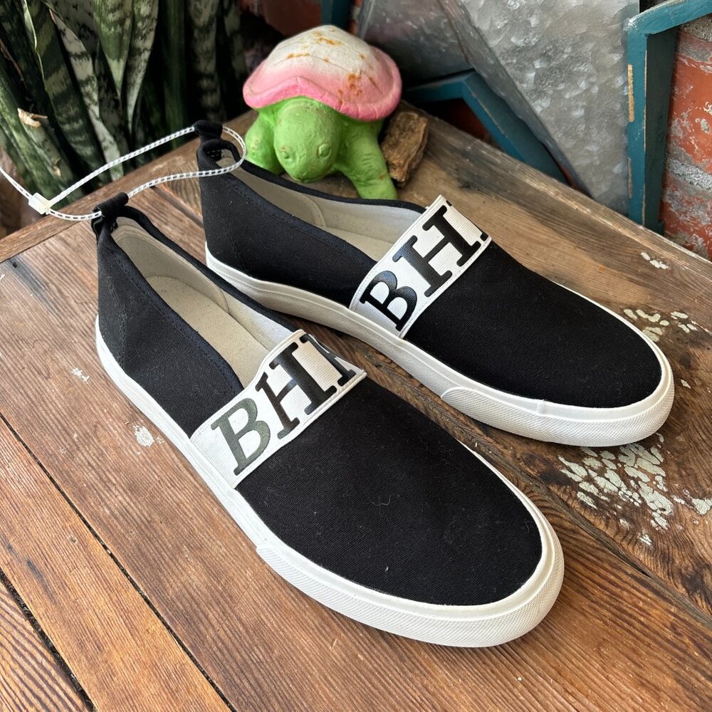 Womens Beverly Hills Polo Club Black Ribbon Espadrilles Slip On Shoes Size 10